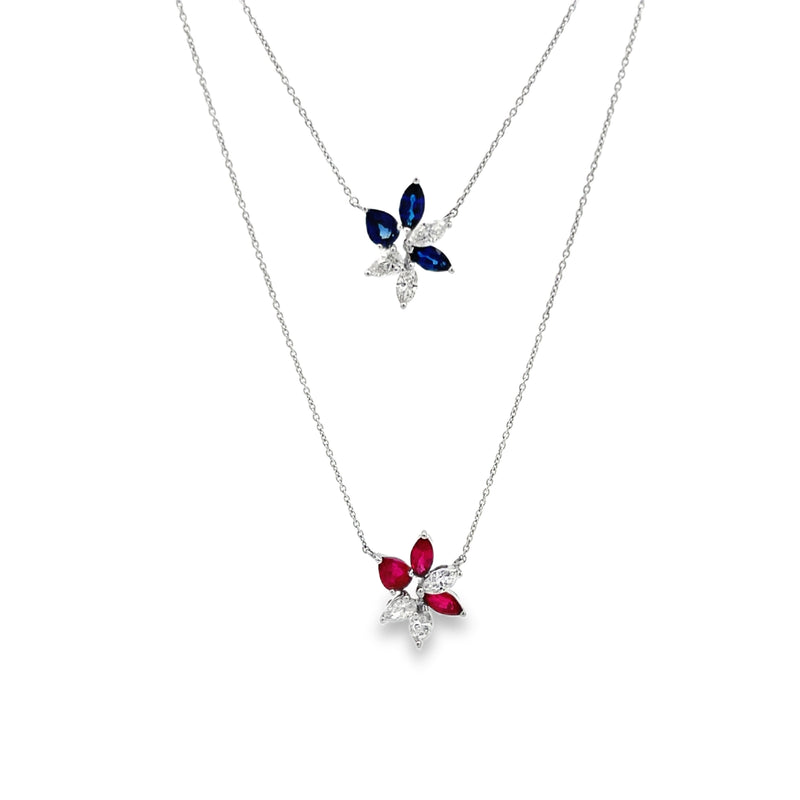 Marquis Ruby and Diamond Petal Necklace