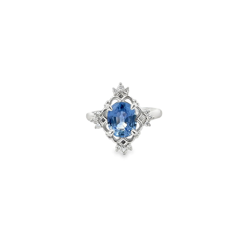 Vintage Style Sapphire and Diamond Accent Ring