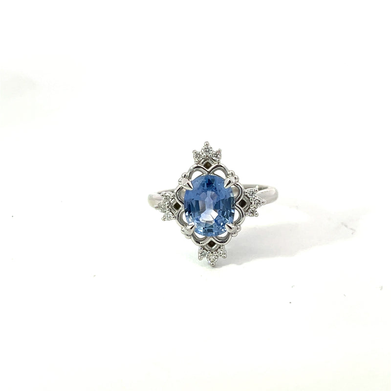 Vintage Style Sapphire and Diamond Accent Ring