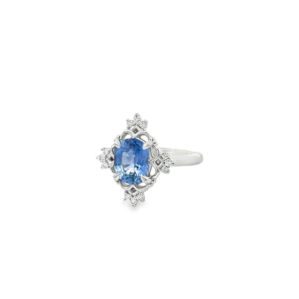 Vintage Style Sapphire and Diamond Accent Ring