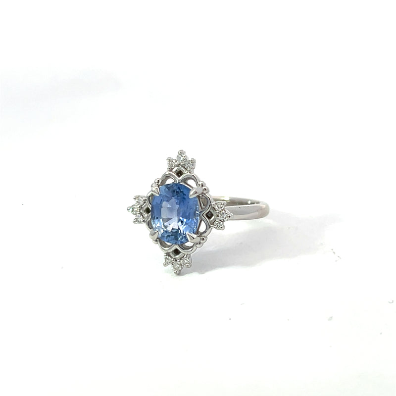 Vintage Style Sapphire and Diamond Accent Ring