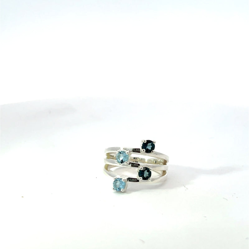 London Blue Topaz and Aquamarine Multistone Ring