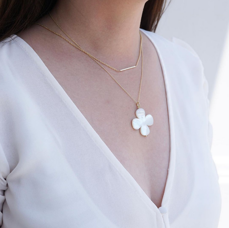Mother-of-Pearl Clover Pendant Necklace