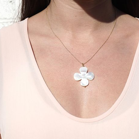 Mother-of-Pearl Clover Pendant Necklace