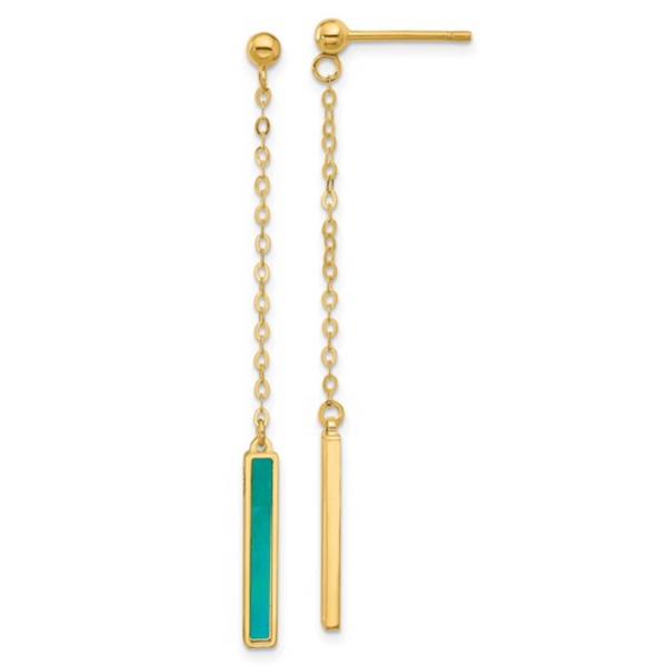 Teal/White Color Mother-of-Pearl Drop Earrings - available on special order
