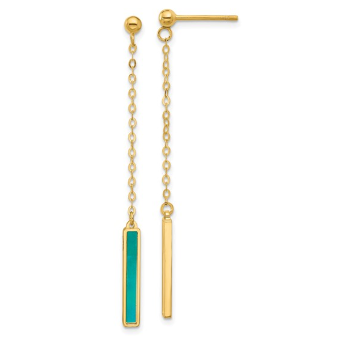 Teal/White Color Mother-of-Pearl Drop Earrings - available on special order