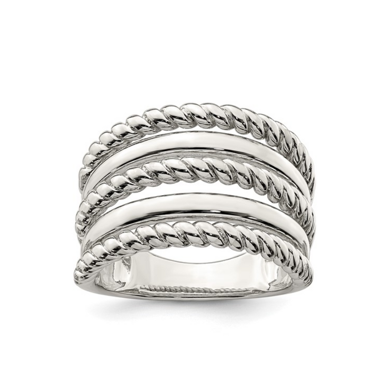 Sterling Silver Polished Rope Ring