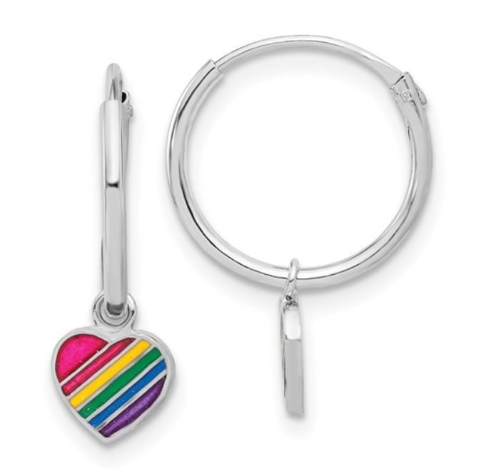 Mini Rainbow Heart Hoop Earrings - available on special order
