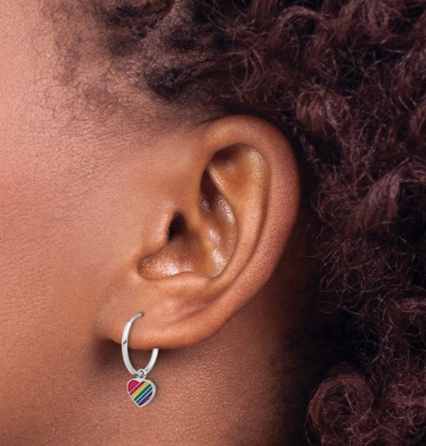 Mini Rainbow Heart Hoop Earrings - available on special order