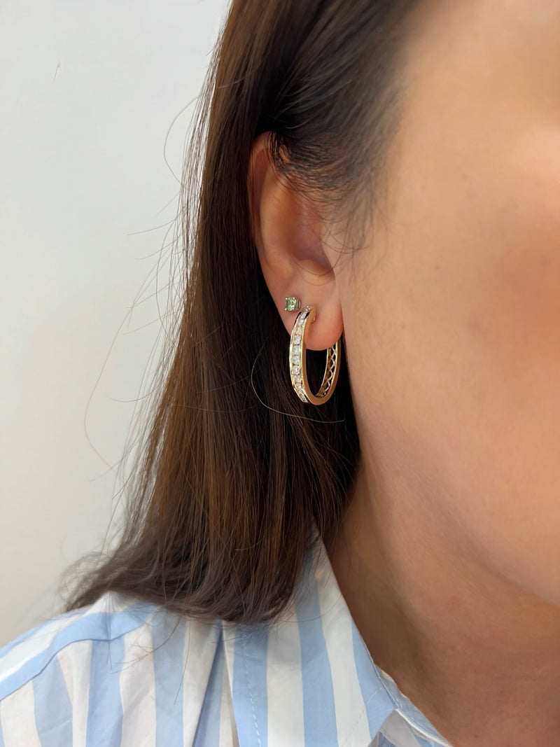 Diamond Oval Hoop Earrings