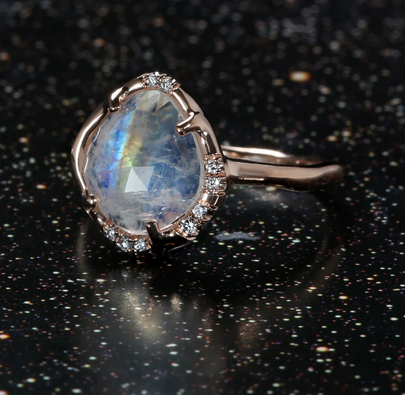 Moonstone and Diamond Accent Ring