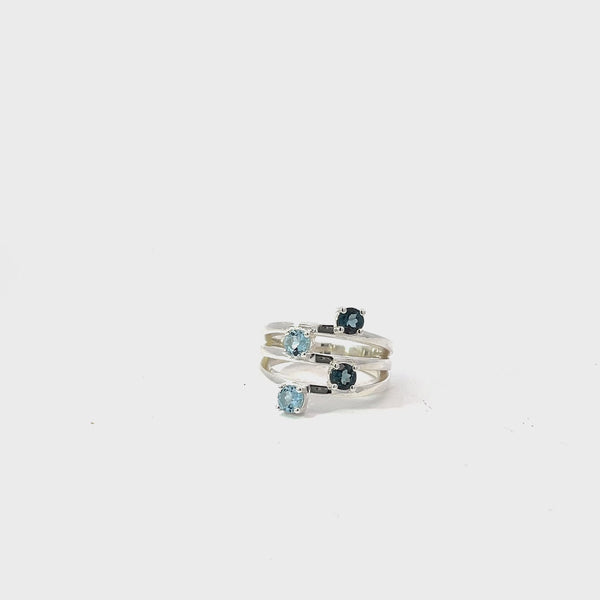 London Blue Topaz and Aquamarine Multistone Ring