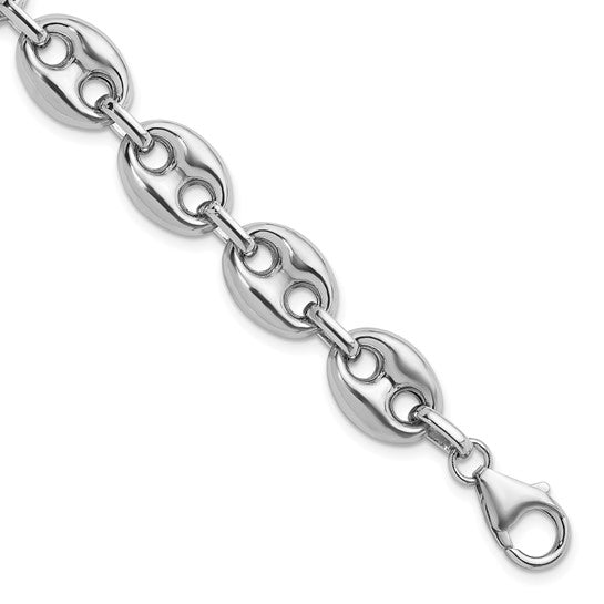Sterling Silver Polished Puffed Mariner Chain Bracelet