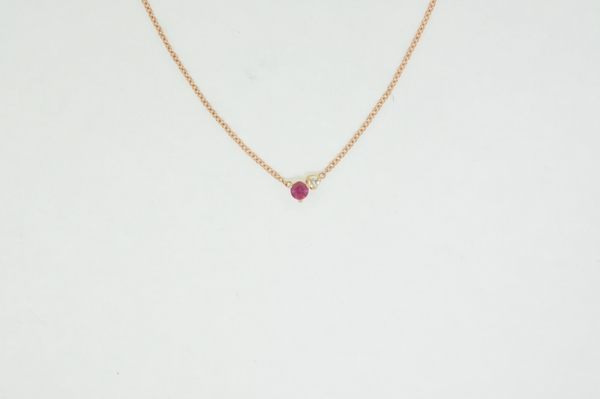 Rose Gold Petite Ruby and Diamond Necklace