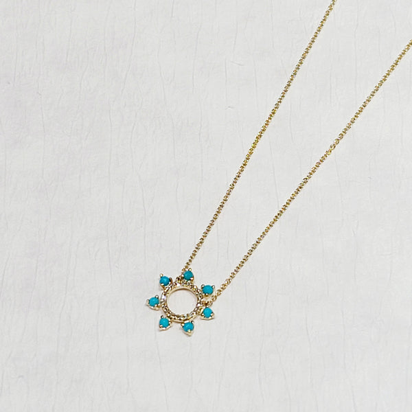 Turquoise and Diamond Circle Necklace