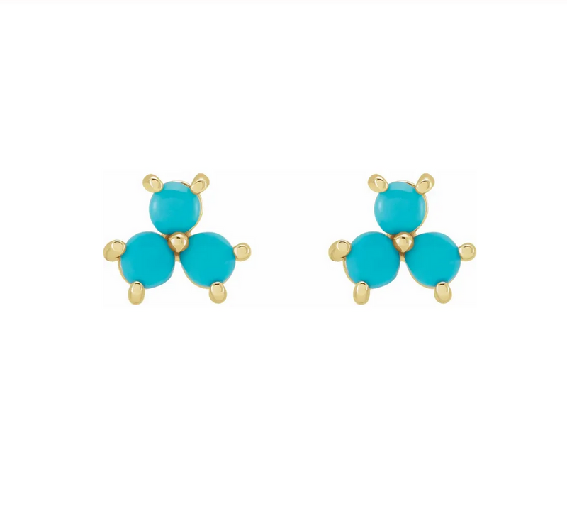 Mini Trio of Turquoise Stud Earrings