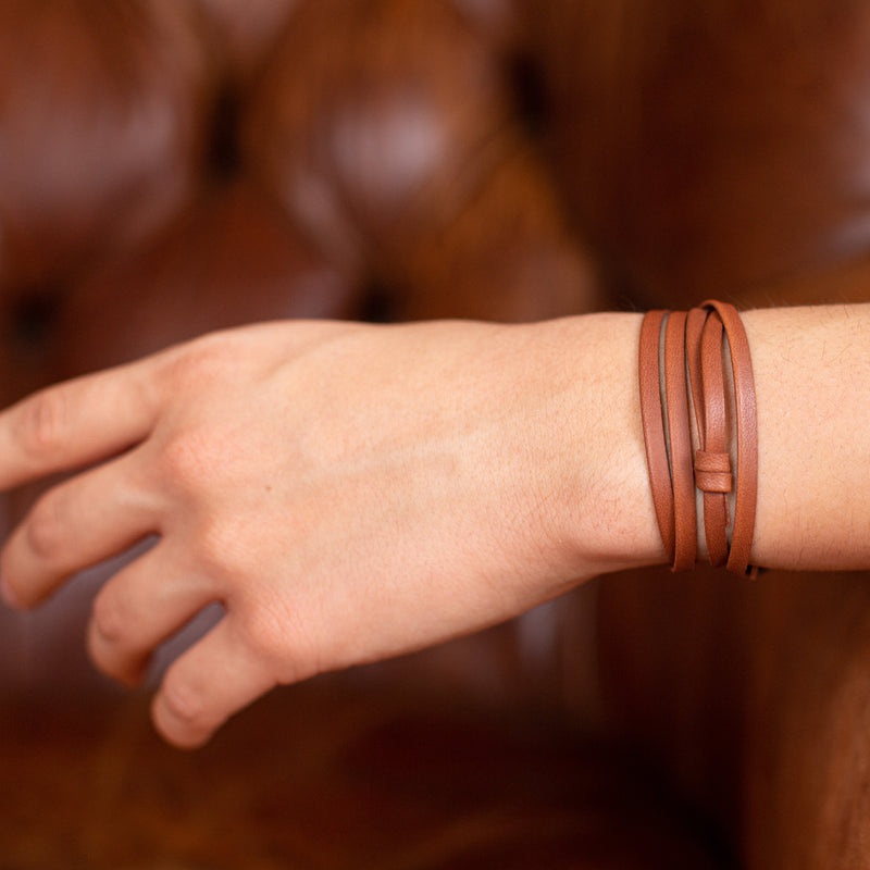 Brown Leather Wrap and Hook Bracelet