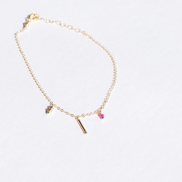 Gold-filled Ruby Bead Bracelet