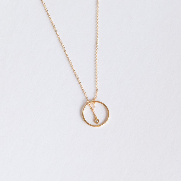 Gold-filled "Crystal in Circle" Necklace