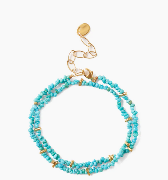 Turquoise Mix & Gold Heishi Bracelet