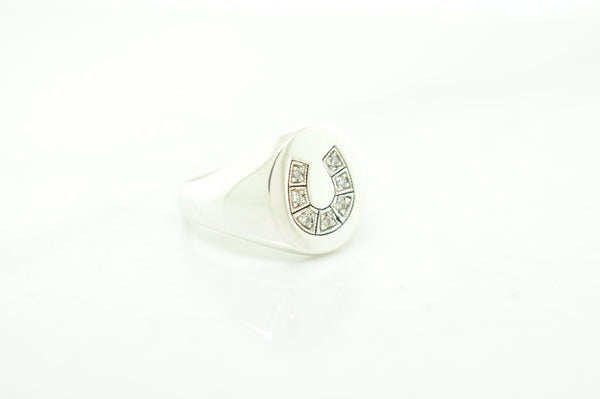 Sterling Silver Diamond Horseshoe Ring