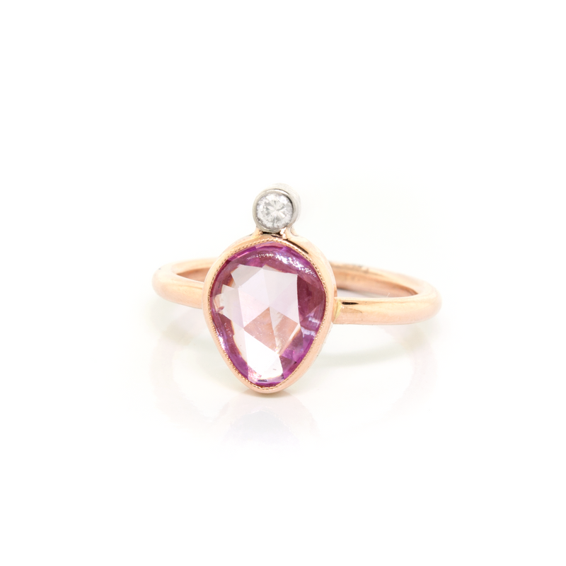 Rose Gold Pink Sapphire & Diamond Ring