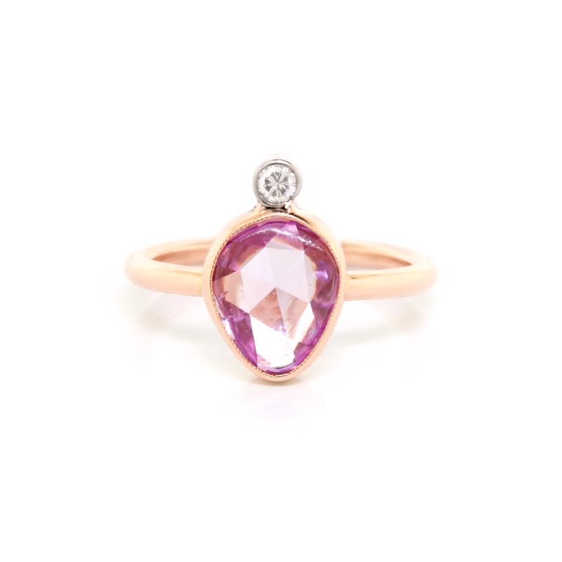 Rose Gold Pink Sapphire & Diamond Ring