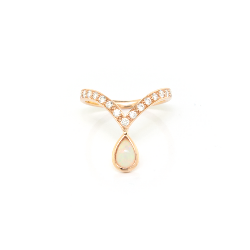 Pear Shape Opal and Diamond Ring