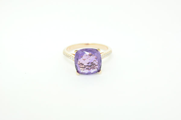 Rose Gold Amethyst and Diamond Ring - available on special order