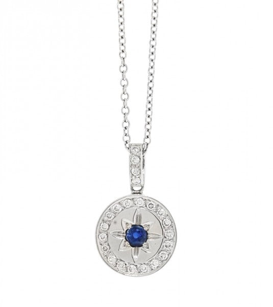 Diamond and Sapphire Pendant Necklace