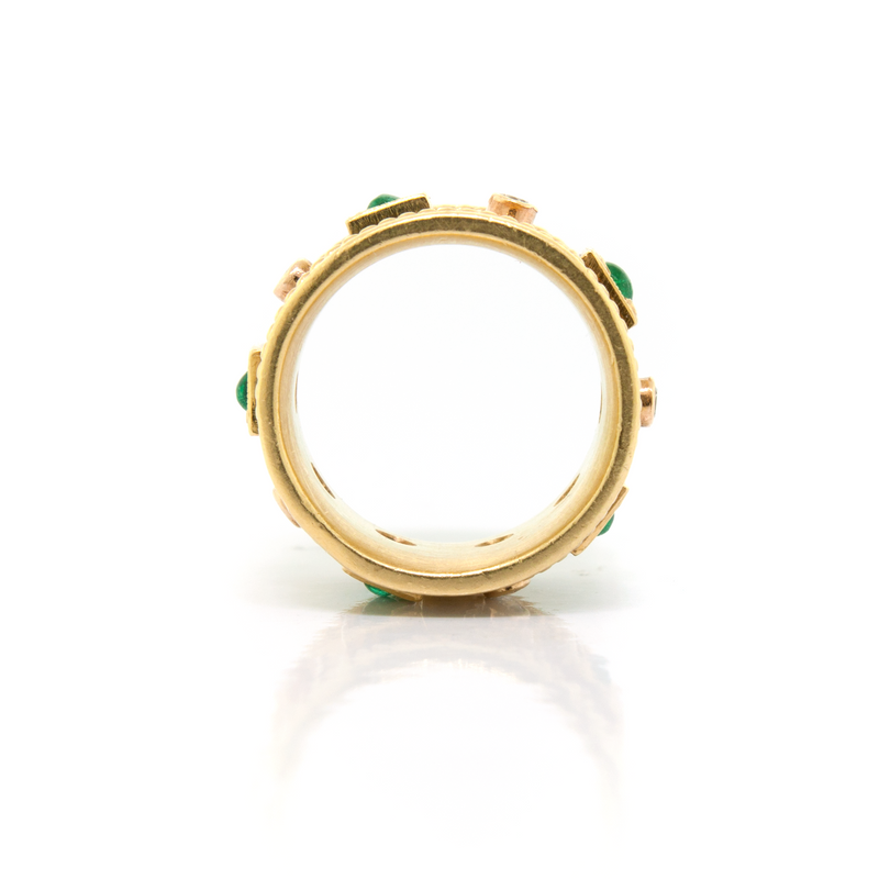 Yellow Gold & Emerald Byzantine style ring - MADE TO ORDER