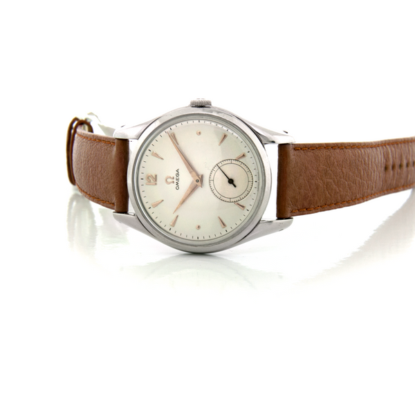 Omega - Stainless Steel Leather Strap Watch