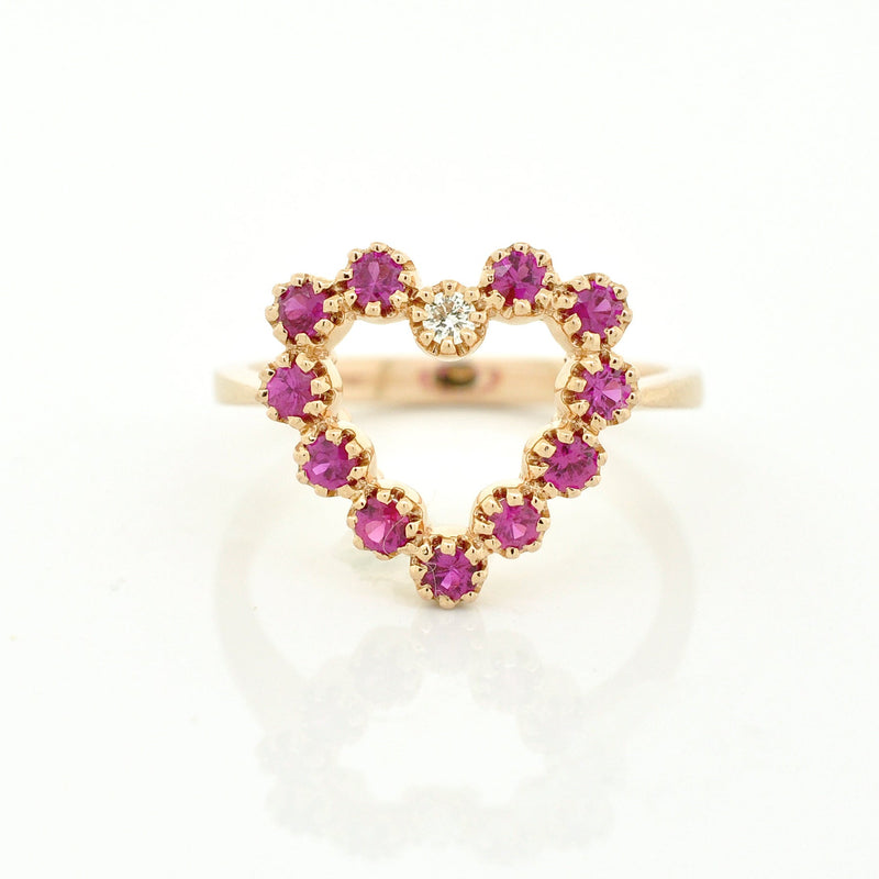 Ruby and Diamond Open Heart Ring