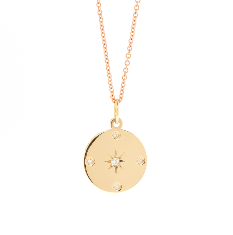 Yellow Gold Star Disc Necklace - available on special order