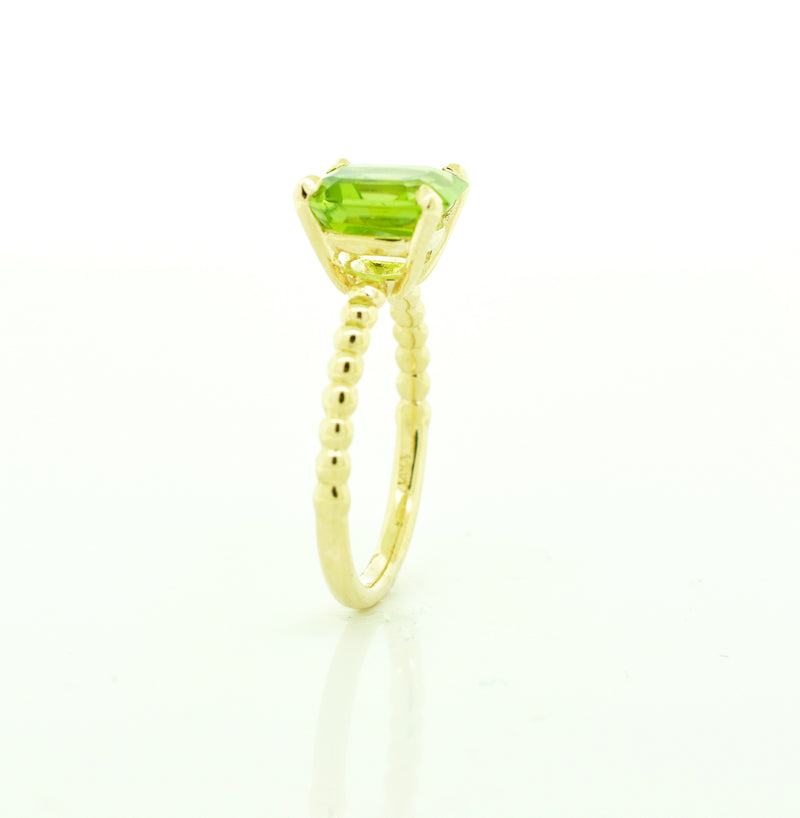 Asscher Cut Peridot Ring - available on special order