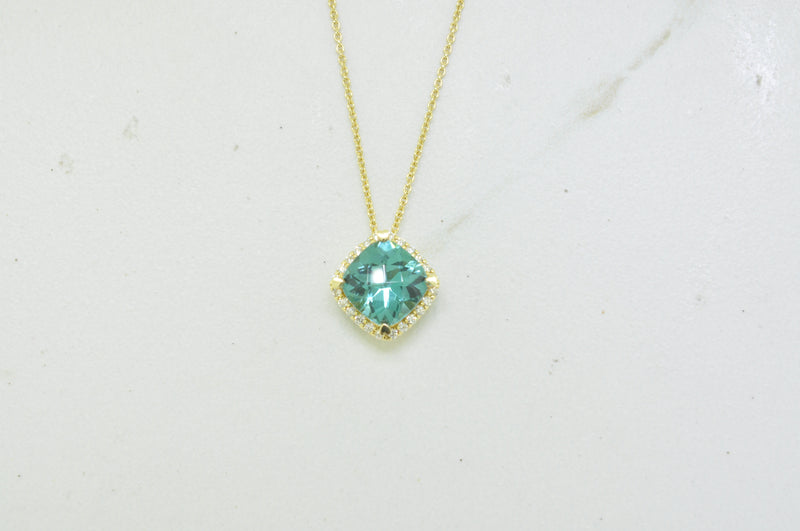 Yellow Gold Tourmaline Diamond necklace - available on special order