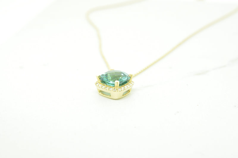 Yellow Gold Tourmaline Diamond necklace - available on special order