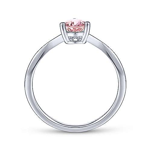 Teardrop Pink Created Zircon and Diamond Ring
