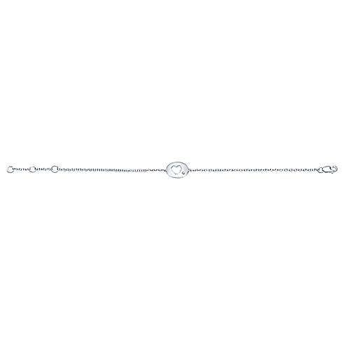 Sterling Silver Chain Bracelet with Diamond Cutout Heart Charm