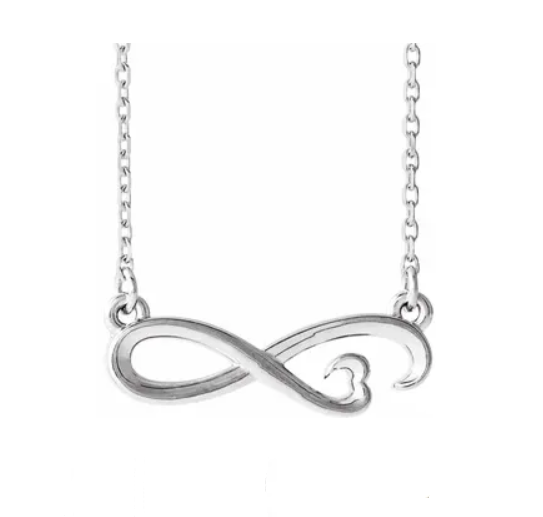 Silver Infinity-Inspired Heart Necklace