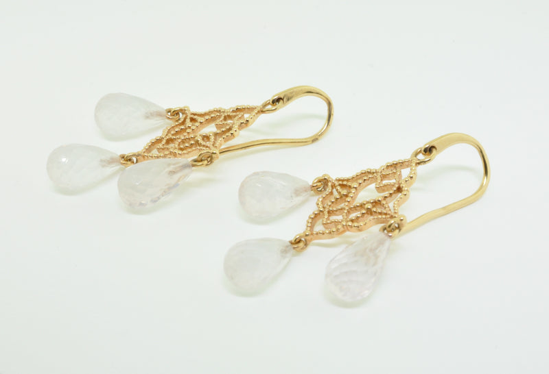 Rose Quartz Chandelier Drop Earrings - available on special order