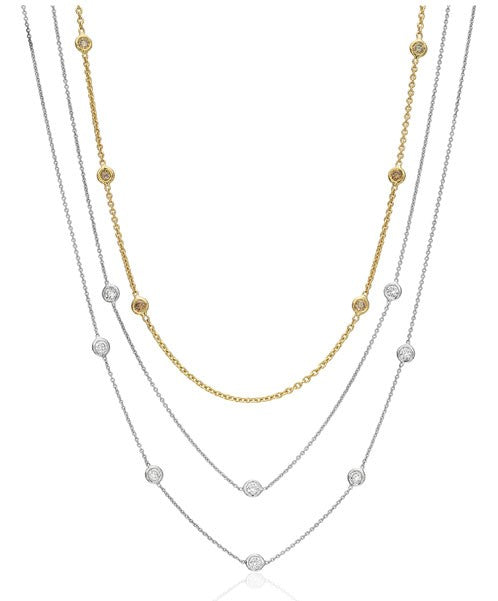 White Gold Three Diamond Station necklace - available on special order