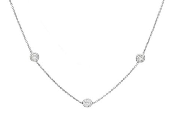 White Gold Three Diamond Station necklace - available on special order