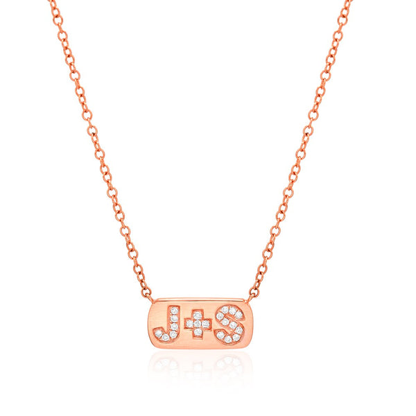 Personalized Diamond Initial Plaque Necklace - available on special order