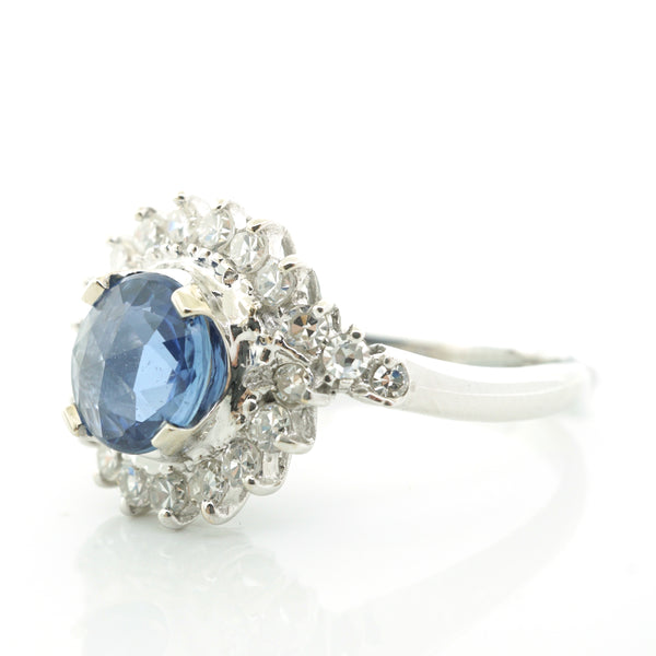 Rose Cut Sapphire and Diamond Ring