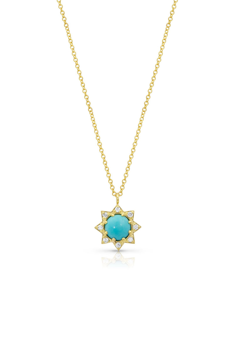 Mini Diamond Starburst Turquoise Necklace