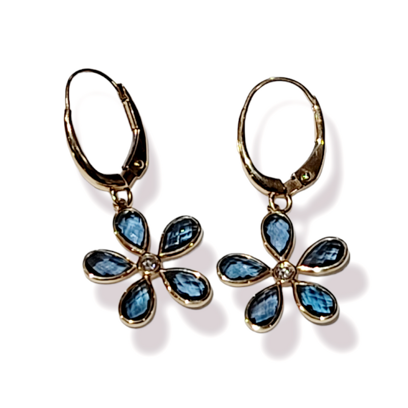 London Blue Topaz Diamond Accent Flower Drop Earrings