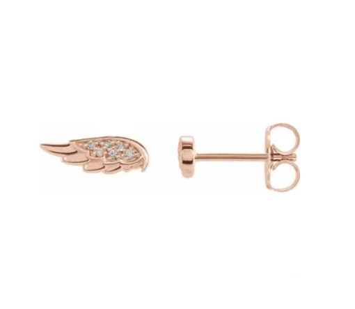 Diamond Angel Wing Stud Earrings - available on special order