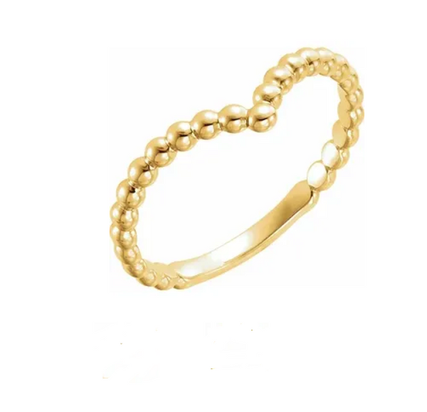 Gold Beaded Wish Bone Ring - available on special order