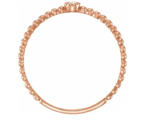 Rose Gold Beaded Bezel-set Diamond Ring - available on special order